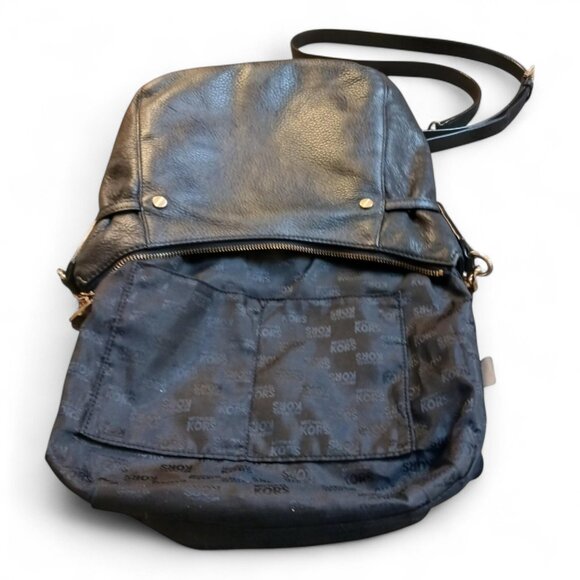 Michael Kors Convertible Black Pebbled Leather Tote / Crossbody Bag/ Gold Chain - Picture 7 of 10